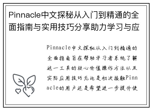 Pinnacle中文探秘从入门到精通的全面指南与实用技巧分享助力学习与应用提升